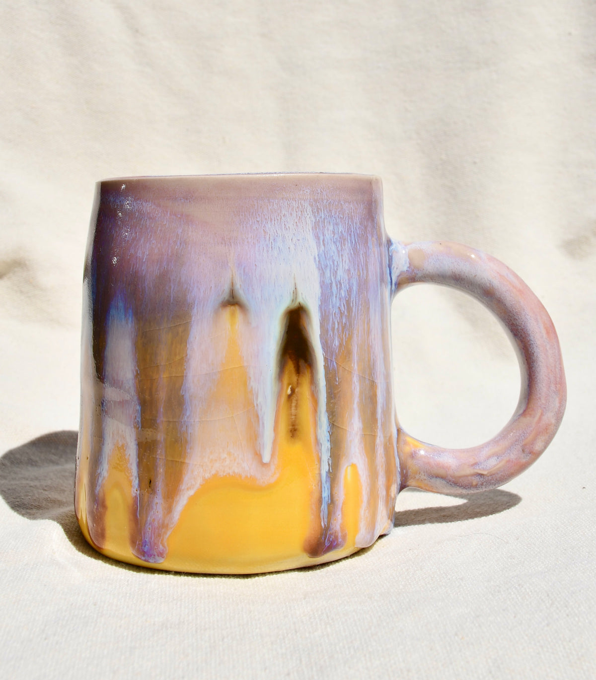 Pink, Yellow, Gold Drippy Mug